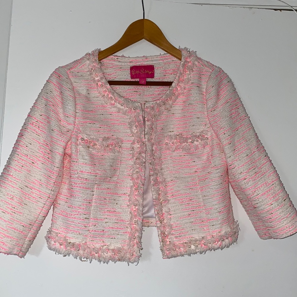 Lilly Pulitzer Lia Jacket Sparkle Pink Boucle